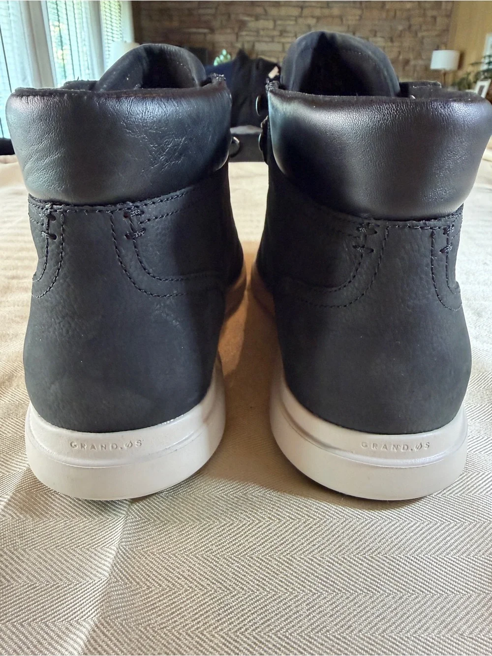 Cole Haan Men’s Black Lace-Up Hiker Boots with Contrast Laces